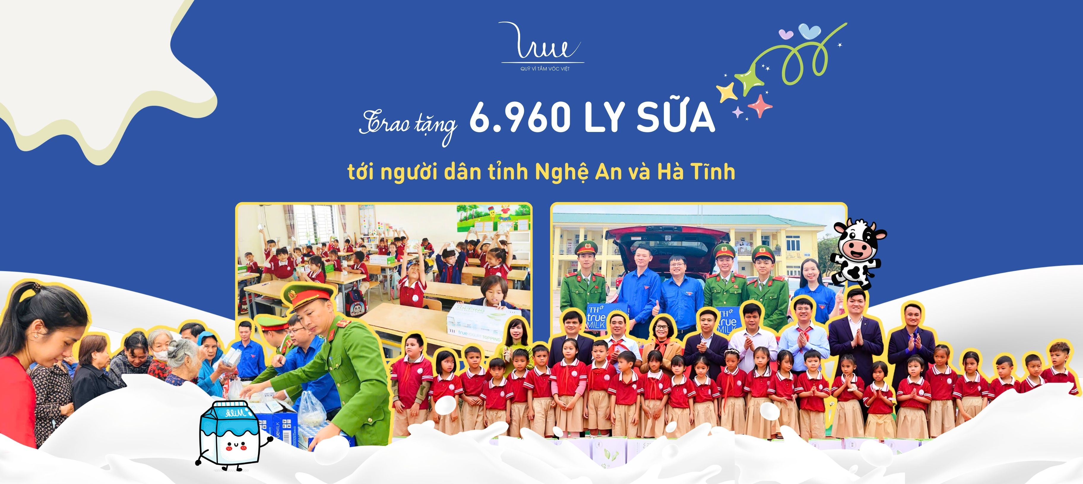 Trao tặng 6.960 ly sữa trị tới người dân trên địa bàn tỉnh Hà Tĩnh và Nghệ An